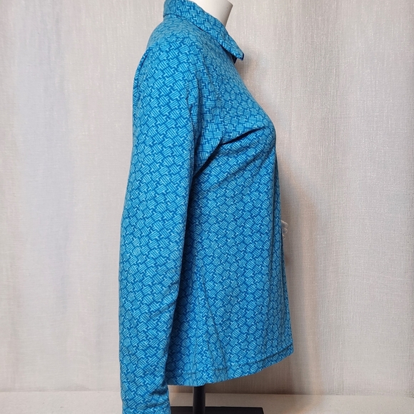 COLUMBIA 1/4 Zip Neck Fleece Blue Long Sleeve Jumper Sweater Women Size Large - Picture 7 of 10